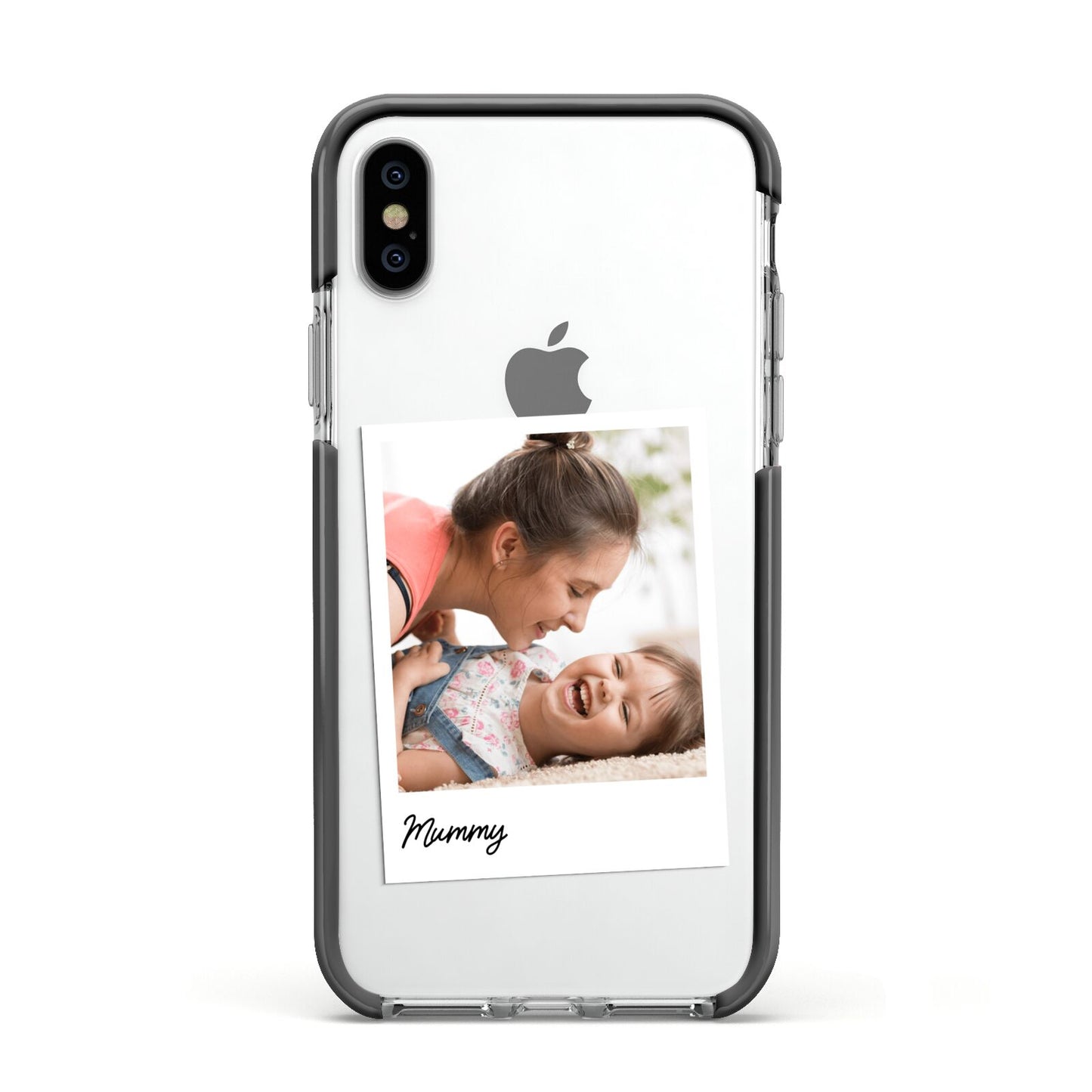 Mummy Photo Apple iPhone Xs Impact Case Black Edge on Silver Phone