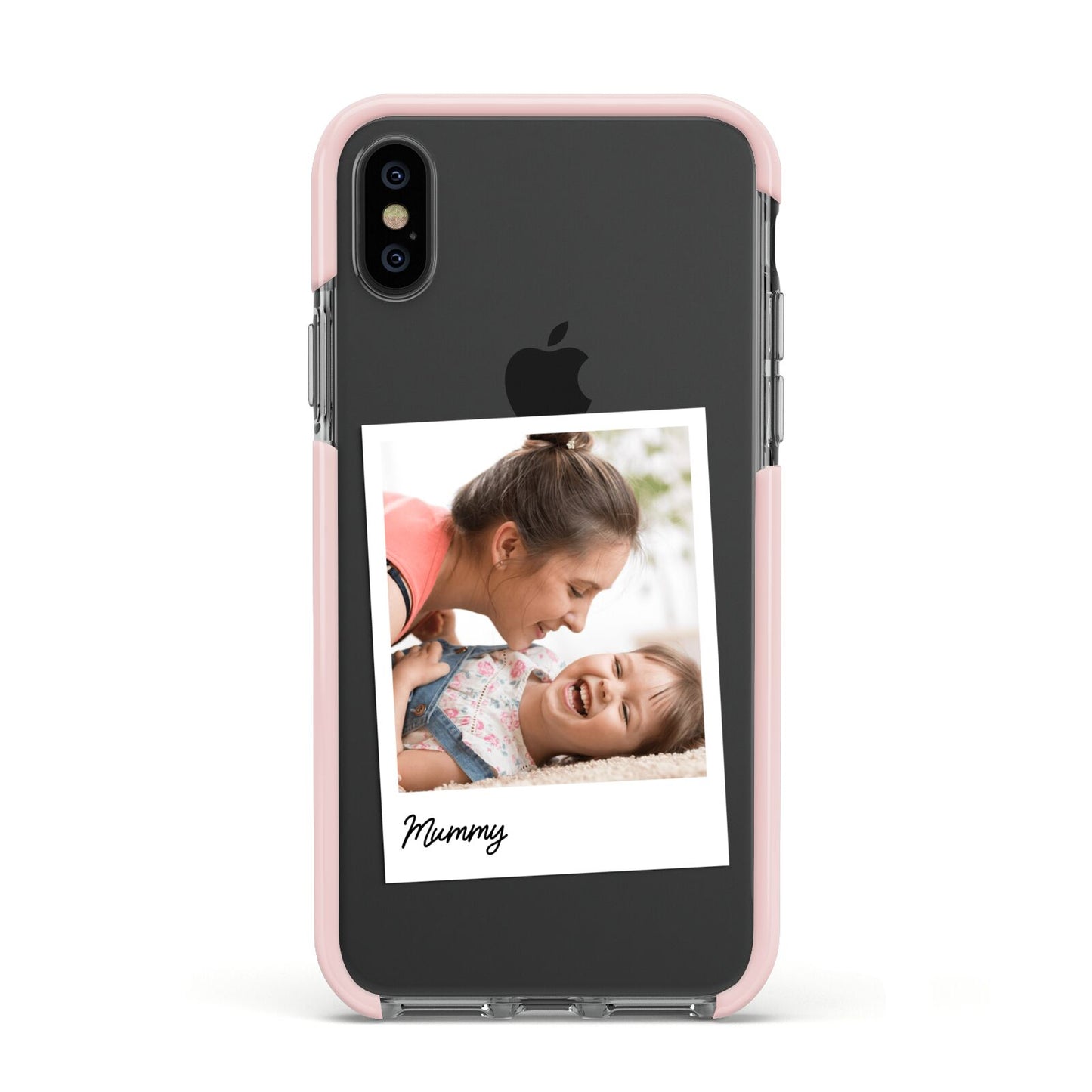 Mummy Photo Apple iPhone Xs Impact Case Pink Edge on Black Phone