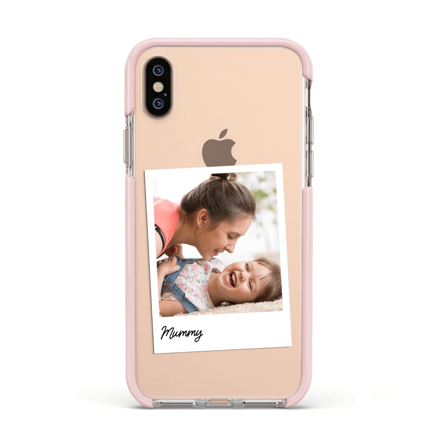 Mummy Photo Apple iPhone Xs Impact Case Pink Edge on Gold Phone