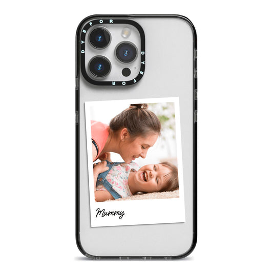 Mummy Photo iPhone 14 Pro Max Black Impact Case on Silver phone