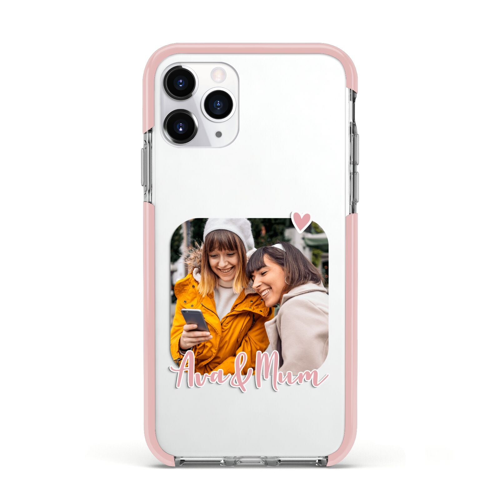 Mummy and Me Custom Photo Apple iPhone 11 Pro in Silver with Pink Impact Case