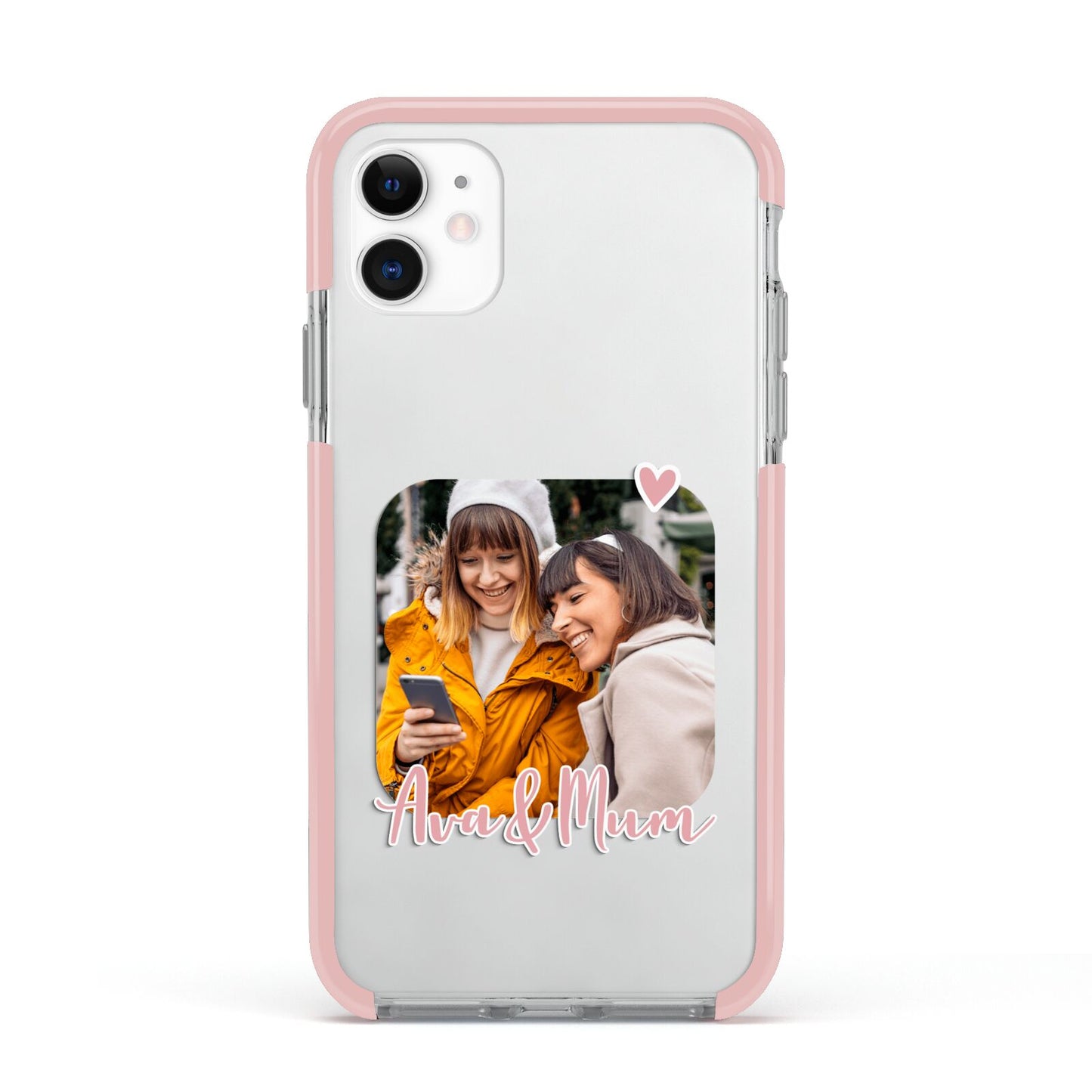 Mummy and Me Custom Photo Apple iPhone 11 in White with Pink Impact Case