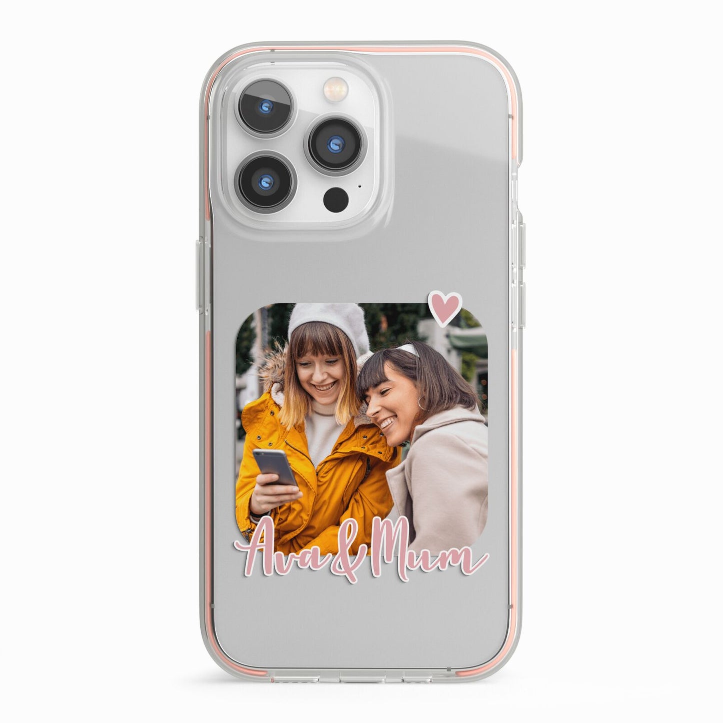 Mummy and Me Custom Photo iPhone 13 Pro TPU Impact Case with Pink Edges