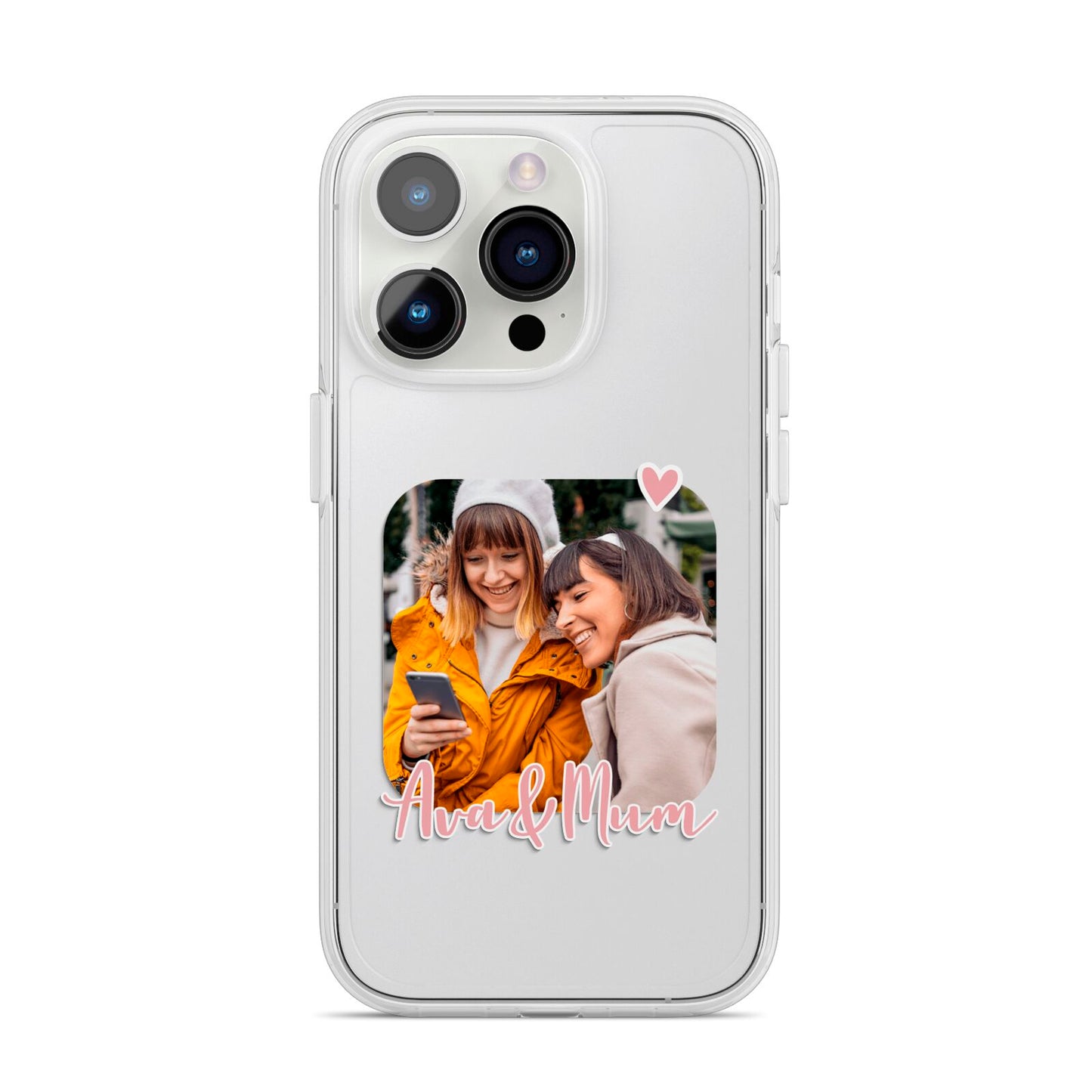 Mummy and Me Custom Photo iPhone 14 Pro Clear Tough Case Silver