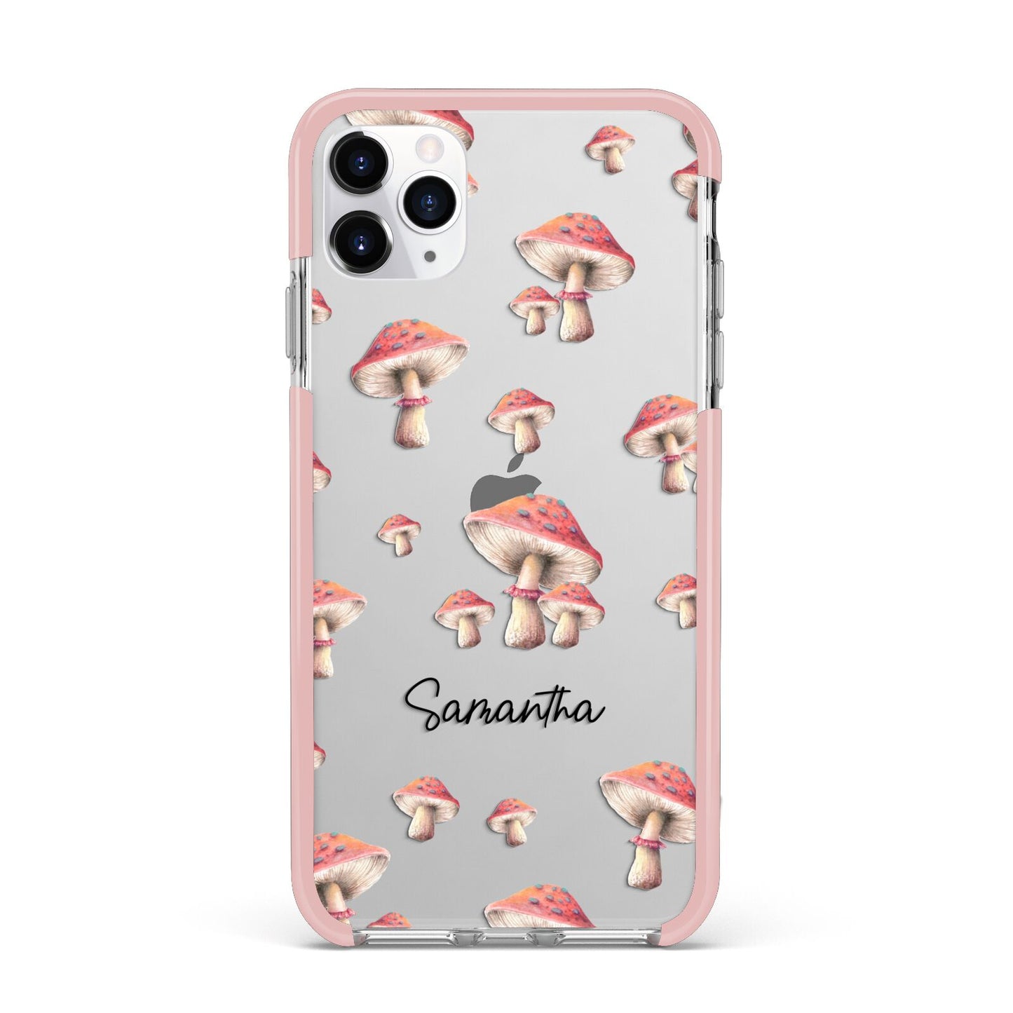 Mushroom Illustrations with Name iPhone 11 Pro Max Impact Pink Edge Case