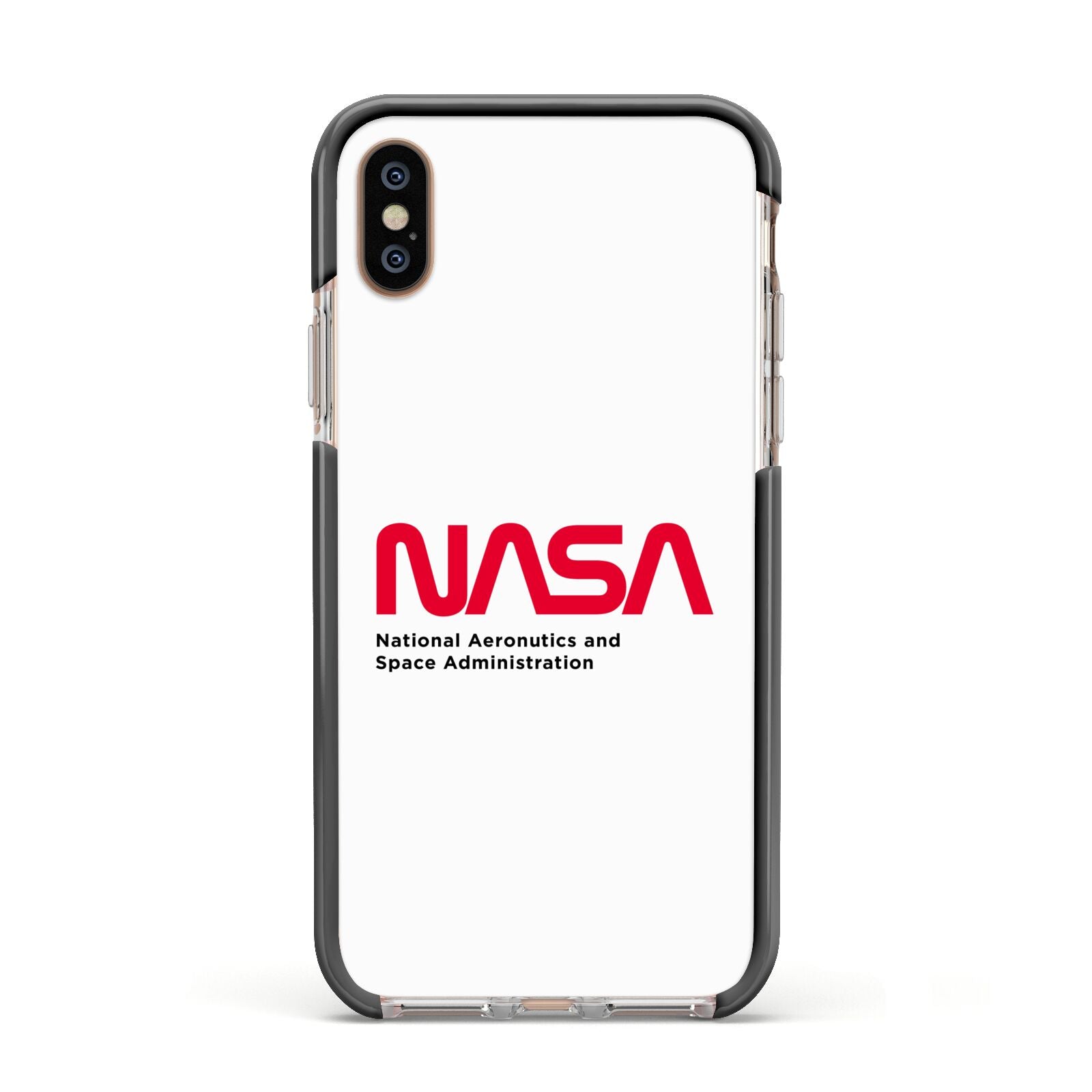 NASA The Worm Logo Apple iPhone Xs Impact Case Black Edge on Gold Phone