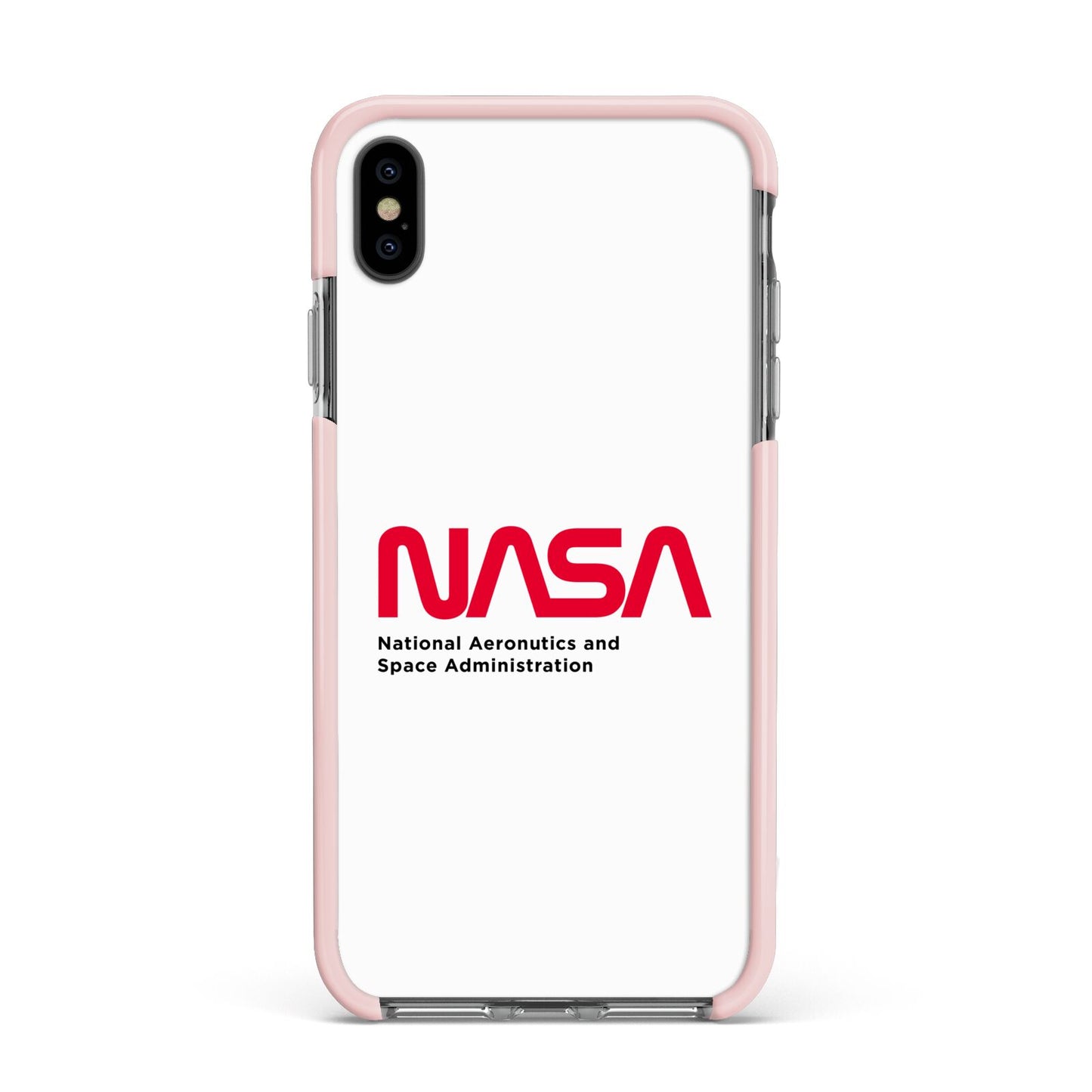 NASA The Worm Logo Apple iPhone Xs Max Impact Case Pink Edge on Black Phone