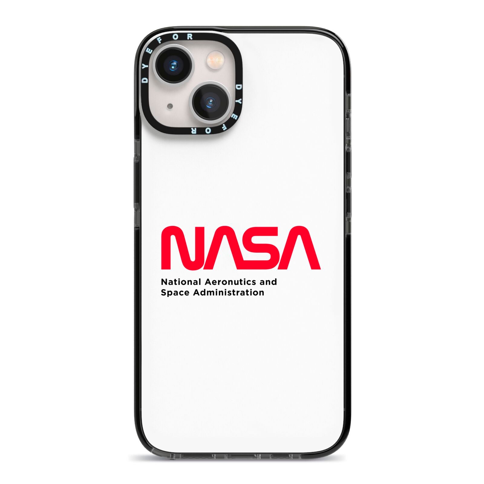 NASA The Worm Logo iPhone 13 Black Impact Case on Silver phone