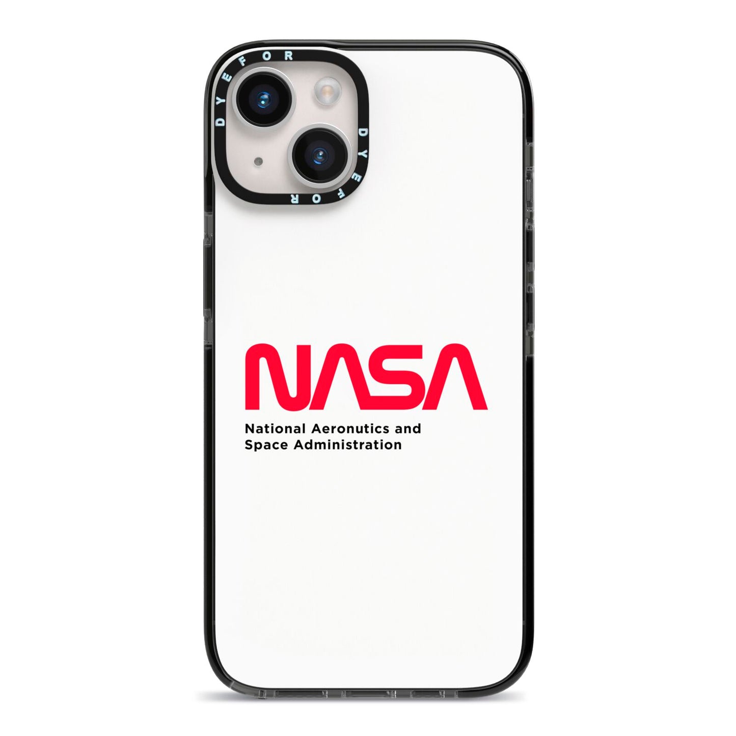 NASA The Worm Logo iPhone 14 Black Impact Case on Silver phone