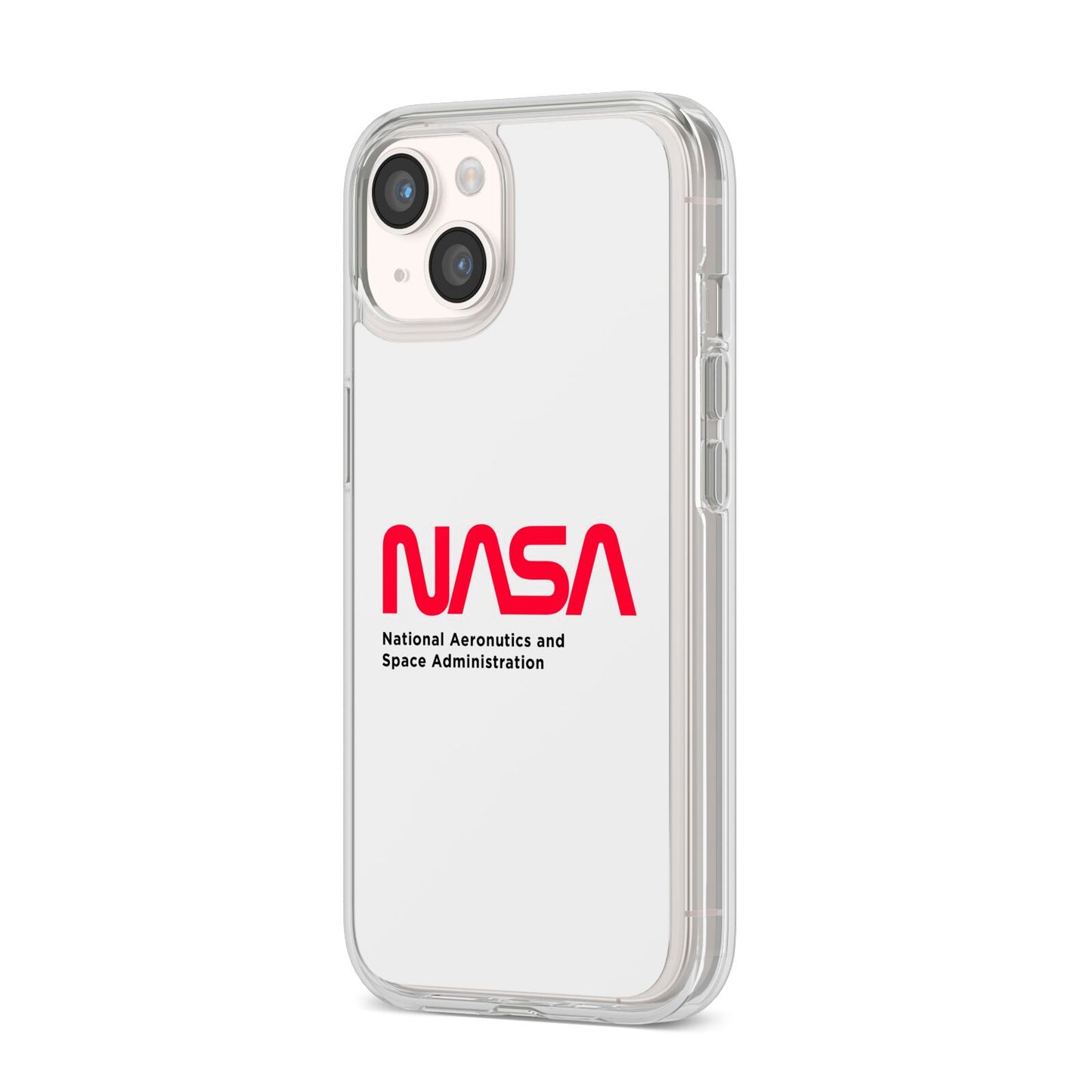 NASA The Worm Logo iPhone 14 Clear Tough Case Starlight Angled Image