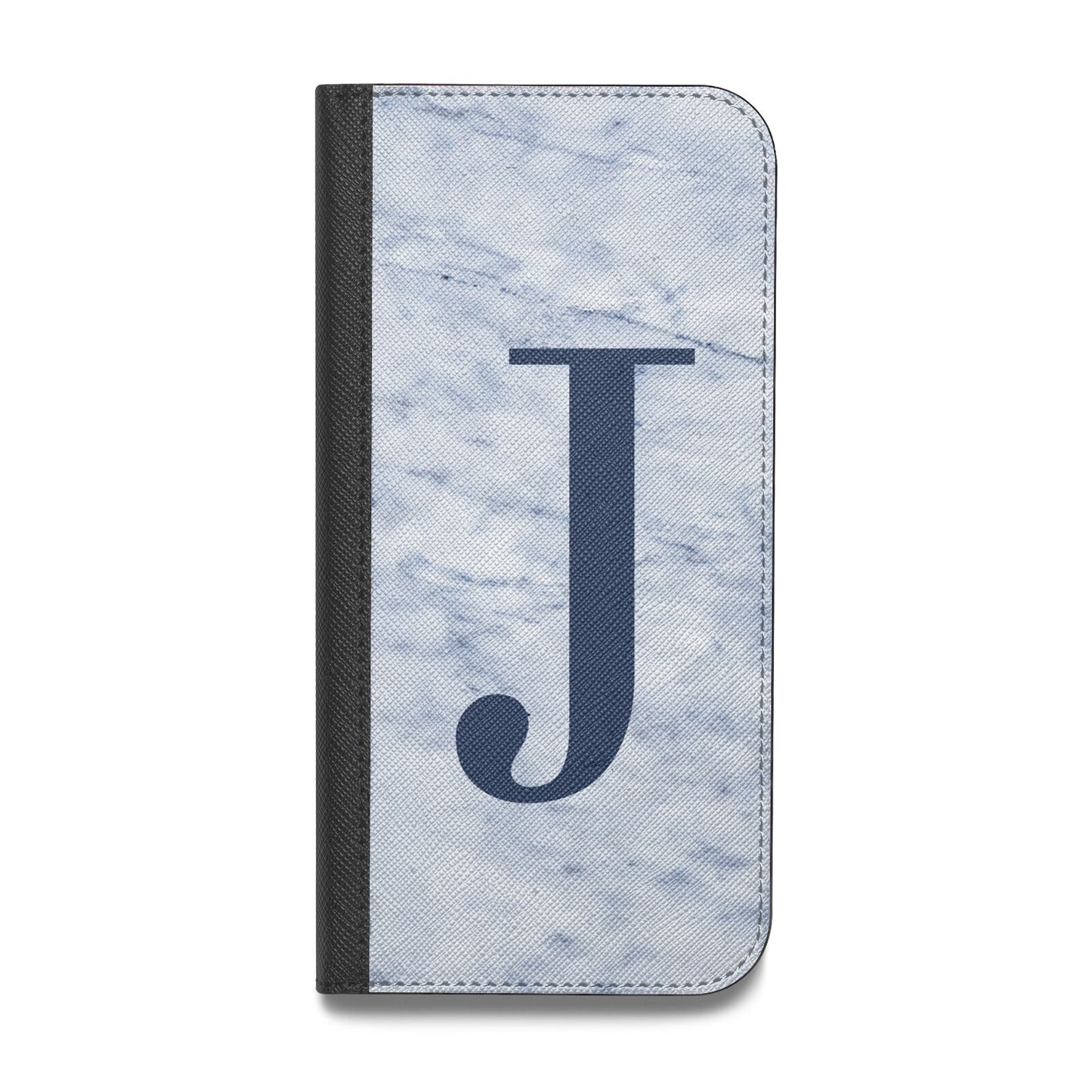 Navy Blue Single Initial Vegan Leather Flip Samsung Case