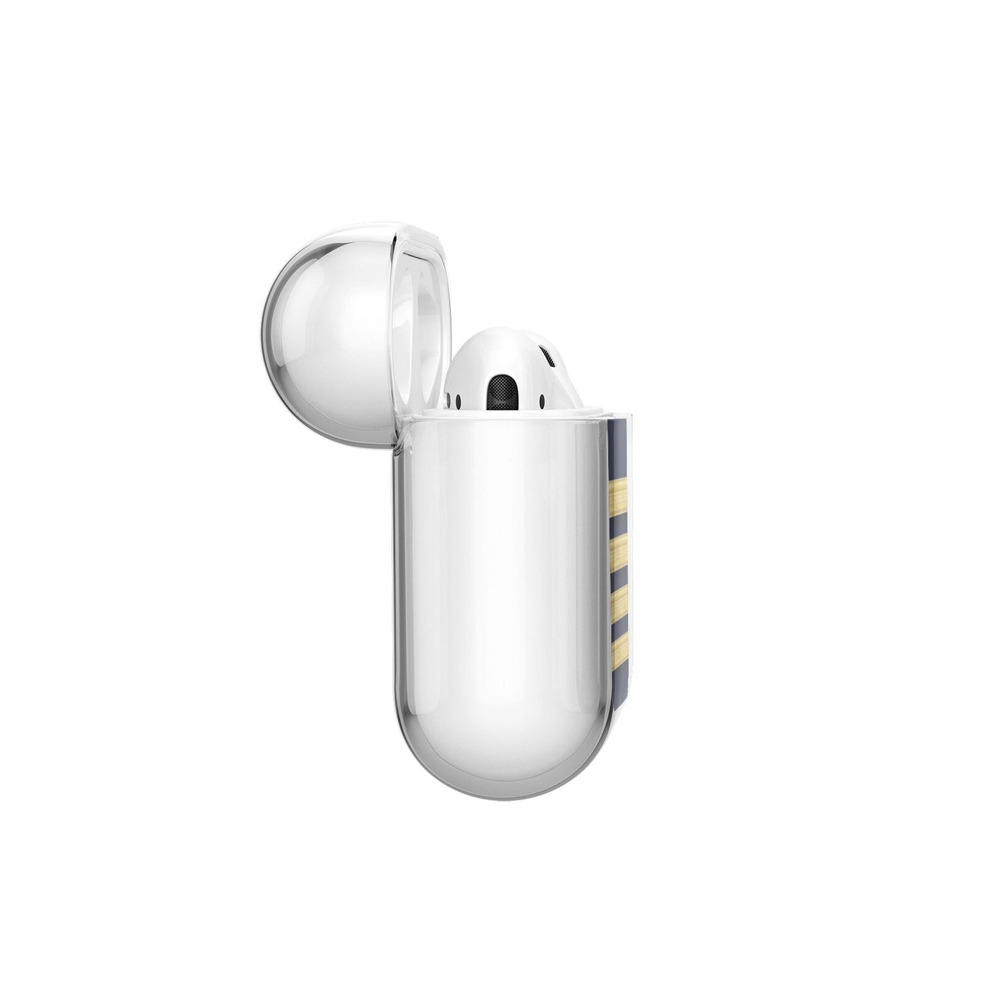 Navy and Gold Pilot Stripes AirPods Case Side Angle