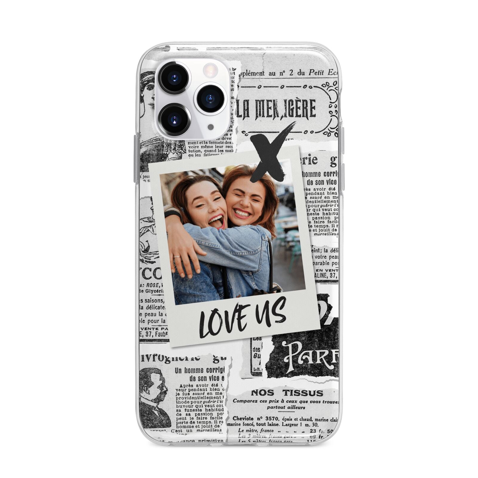 Newspaper Collage Photo Personalised Apple iPhone 11 Pro in Silver with Bumper Case