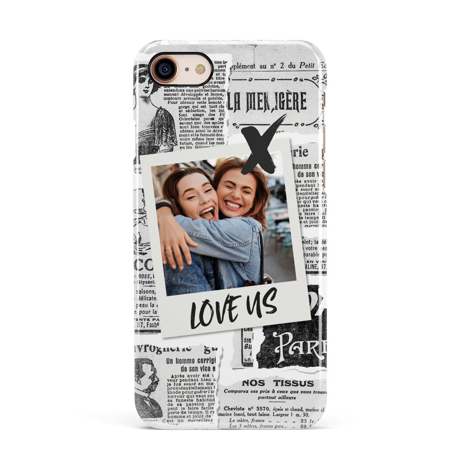 Newspaper Collage Photo Personalised Apple iPhone 7 8 3D Snap Case