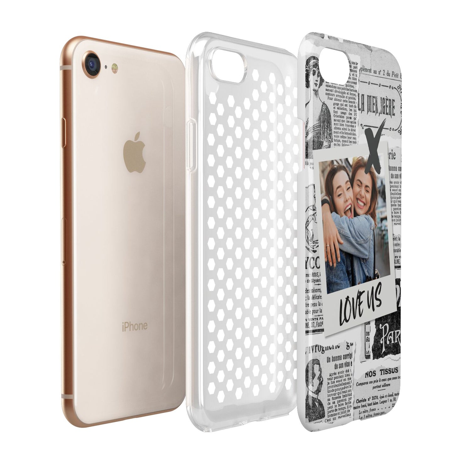 Newspaper Collage Photo Personalised Apple iPhone 7 8 3D Tough Case Expanded View