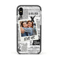 Newspaper Collage Photo Personalised Apple iPhone Xs Impact Case Black Edge on Silver Phone