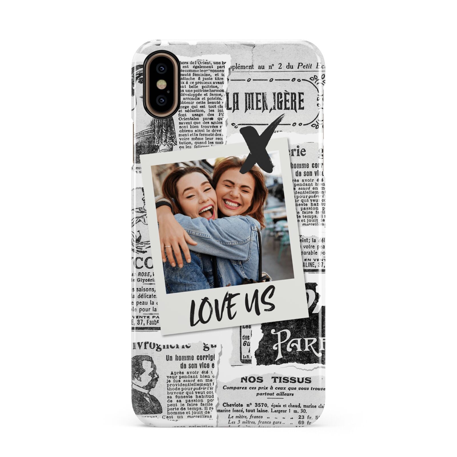 Newspaper Collage Photo Personalised Apple iPhone Xs Max 3D Snap Case