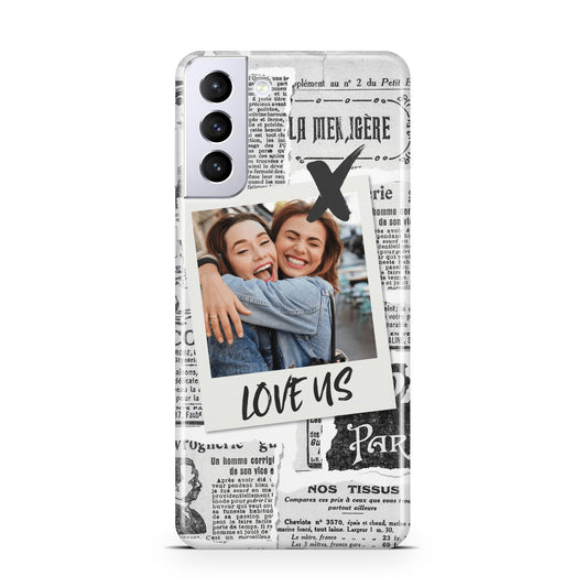 Newspaper Collage Photo Personalised Samsung S21 Plus Phone Case