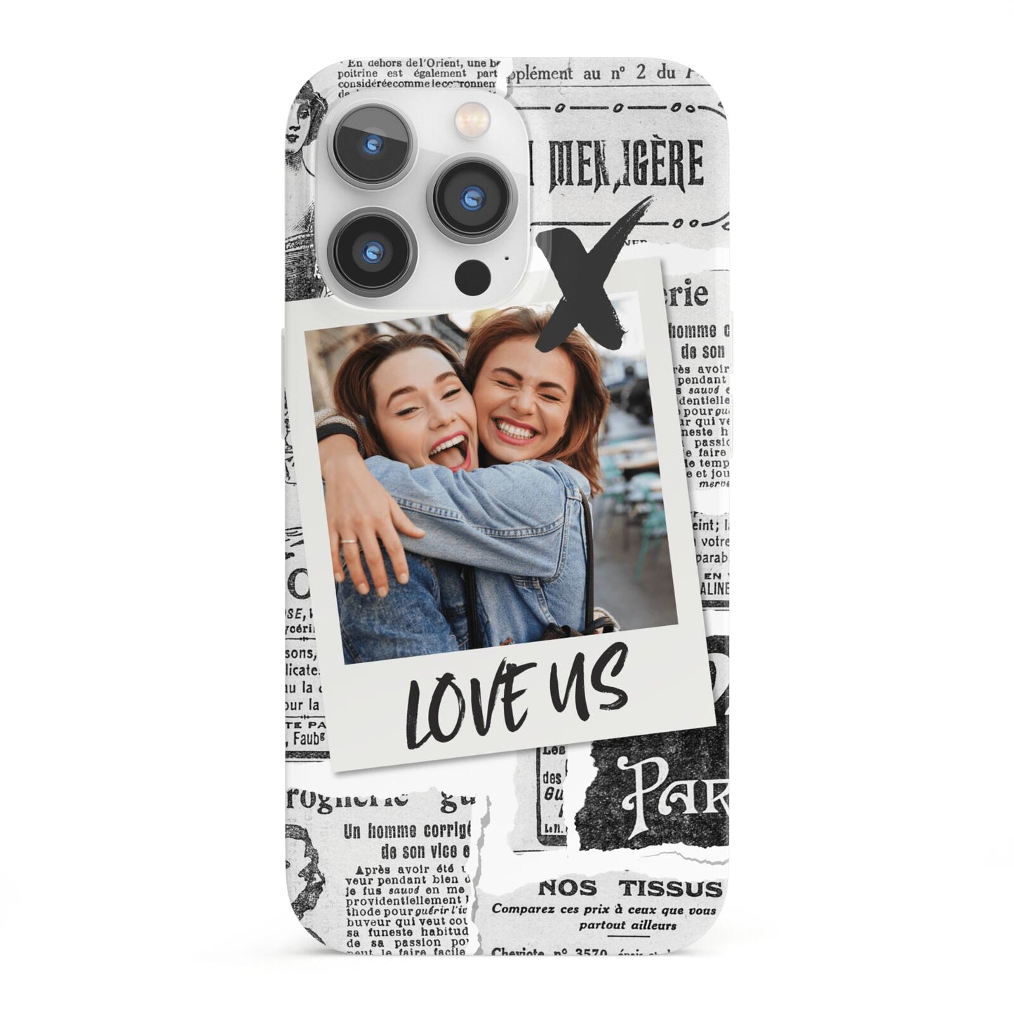 Newspaper Collage Photo Personalised iPhone 13 Pro Full Wrap 3D Snap Case