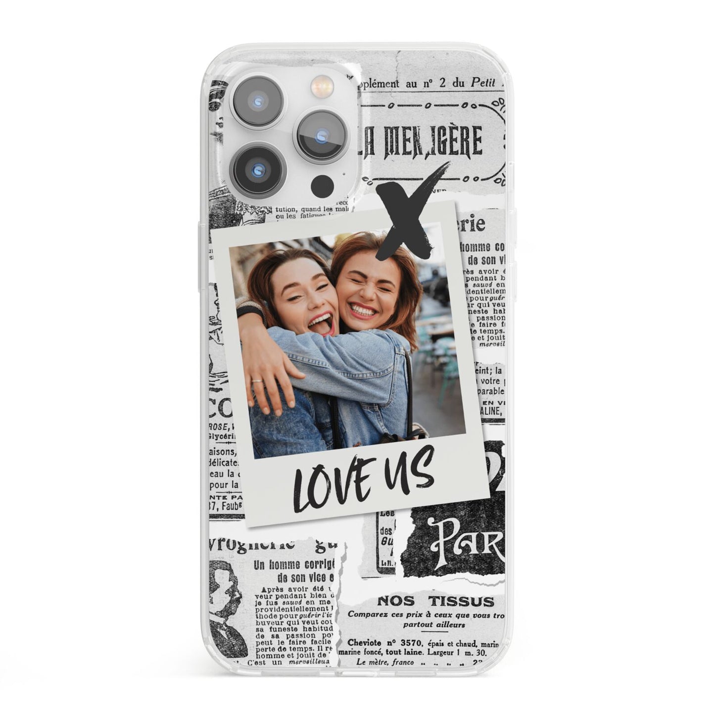 Newspaper Collage Photo Personalised iPhone 13 Pro Max Clear Bumper Case