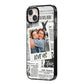 Newspaper Collage Photo Personalised iPhone 14 Plus Black Impact Case Side Angle on Silver phone