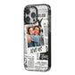 Newspaper Collage Photo Personalised iPhone 14 Pro Max Black Impact Case Side Angle on Silver phone