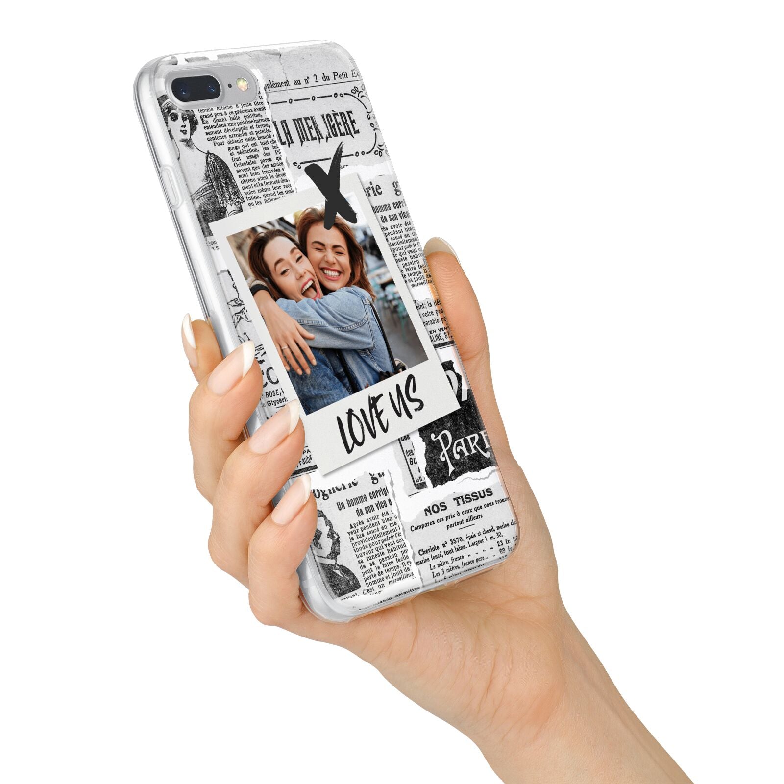 Newspaper Collage Photo Personalised iPhone 7 Plus Bumper Case on Silver iPhone Alternative Image