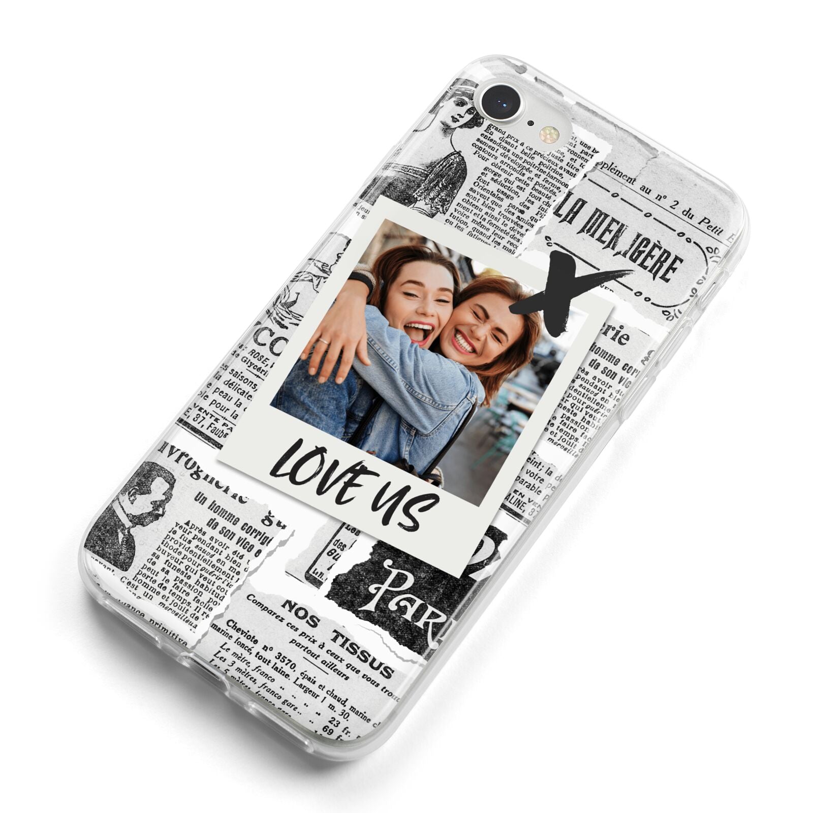 Newspaper Collage Photo Personalised iPhone 8 Bumper Case on Silver iPhone Alternative Image