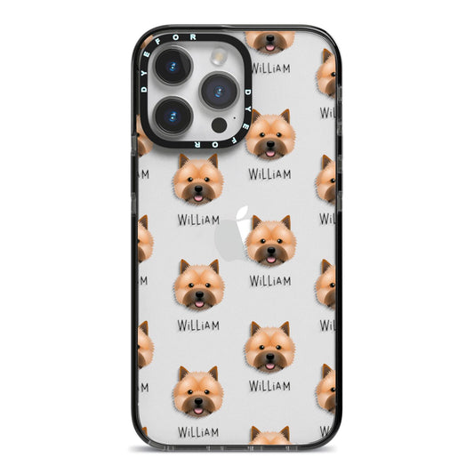 Norwich Terrier Icon with Name iPhone 14 Pro Max Black Impact Case on Silver phone