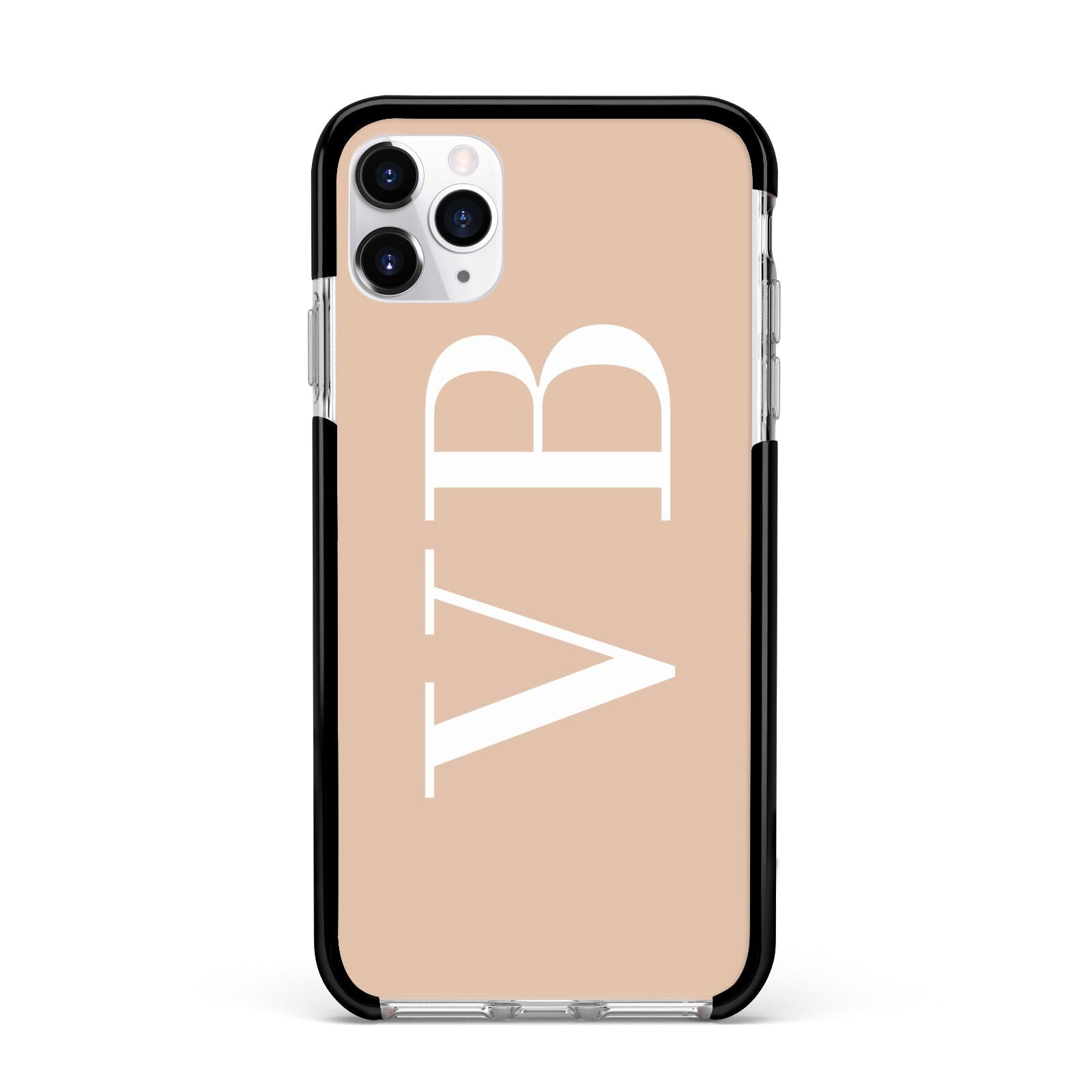 Nude And White Personalised Apple iPhone 11 Pro Max in Silver with Black Impact Case