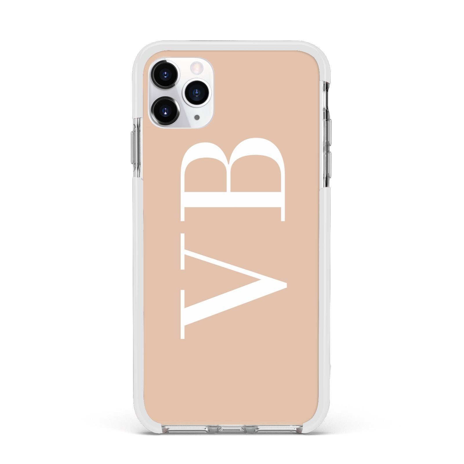 Nude And White Personalised Apple iPhone 11 Pro Max in Silver with White Impact Case