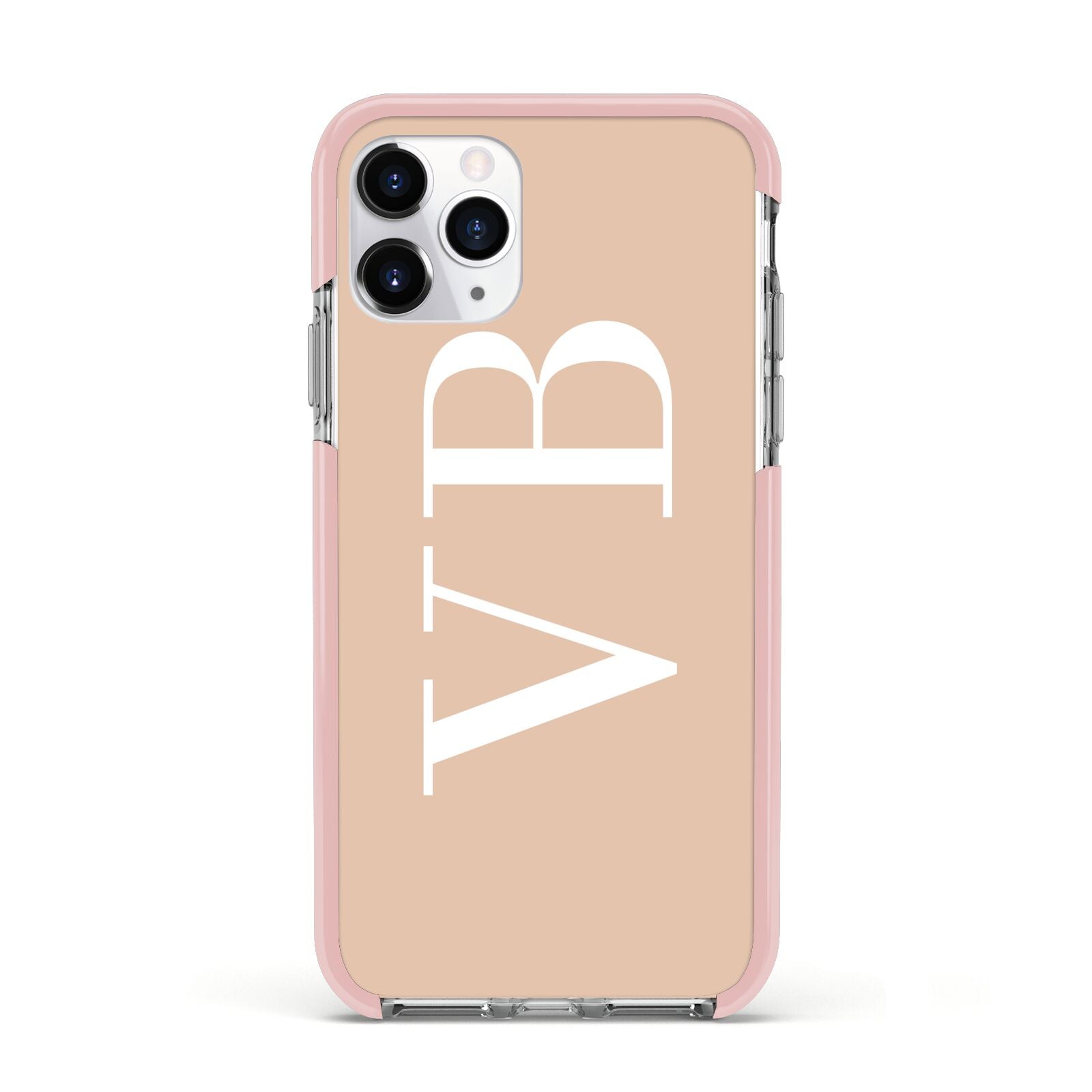 Nude And White Personalised Apple iPhone 11 Pro in Silver with Pink Impact Case