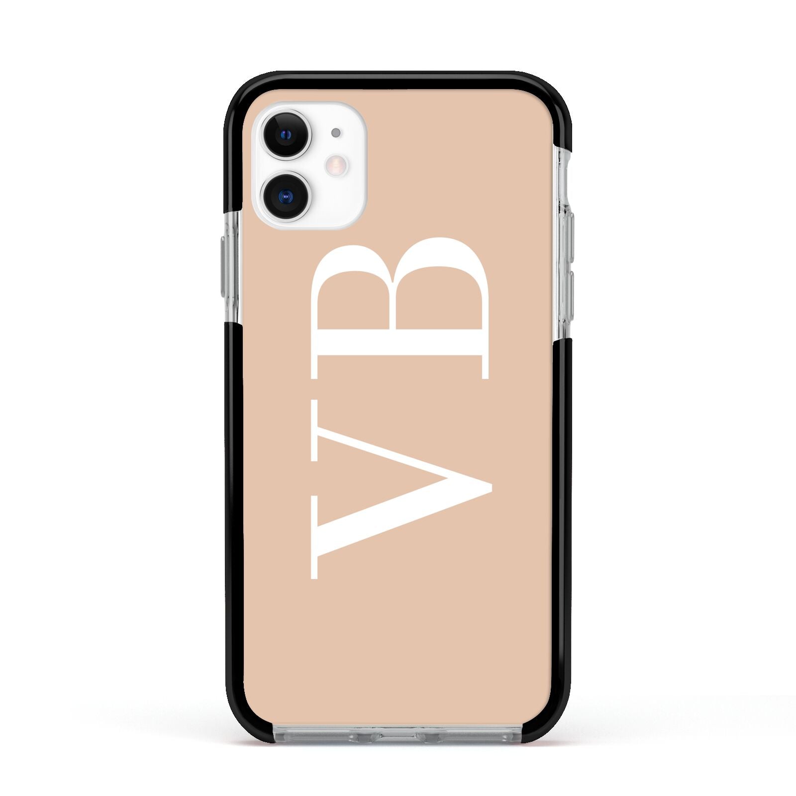 Nude And White Personalised Apple iPhone 11 in White with Black Impact Case