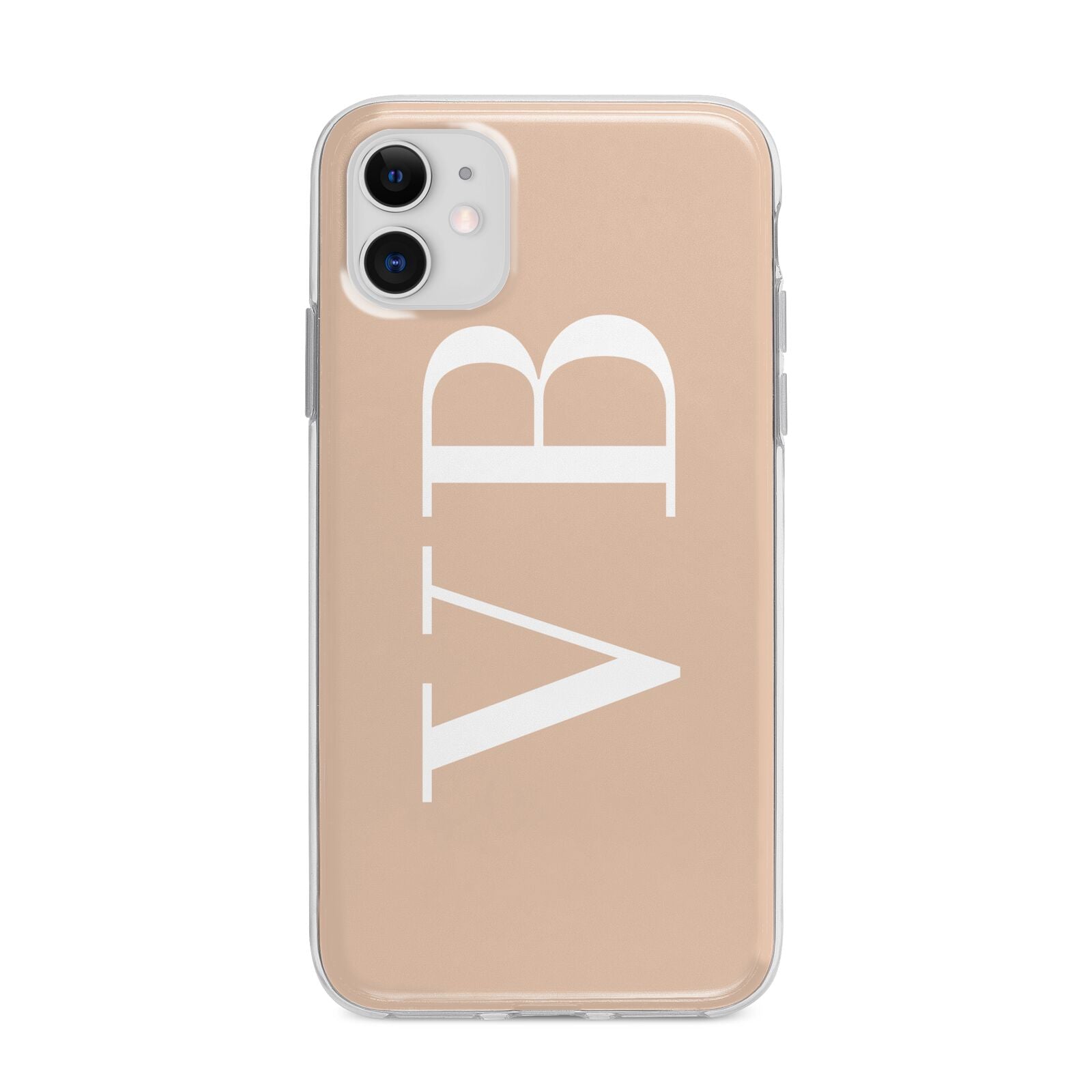 Nude And White Personalised Apple iPhone 11 in White with Bumper Case