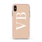 Nude And White Personalised Apple iPhone Xs Impact Case Pink Edge on Gold Phone