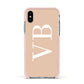 Nude And White Personalised Apple iPhone Xs Impact Case Pink Edge on Silver Phone