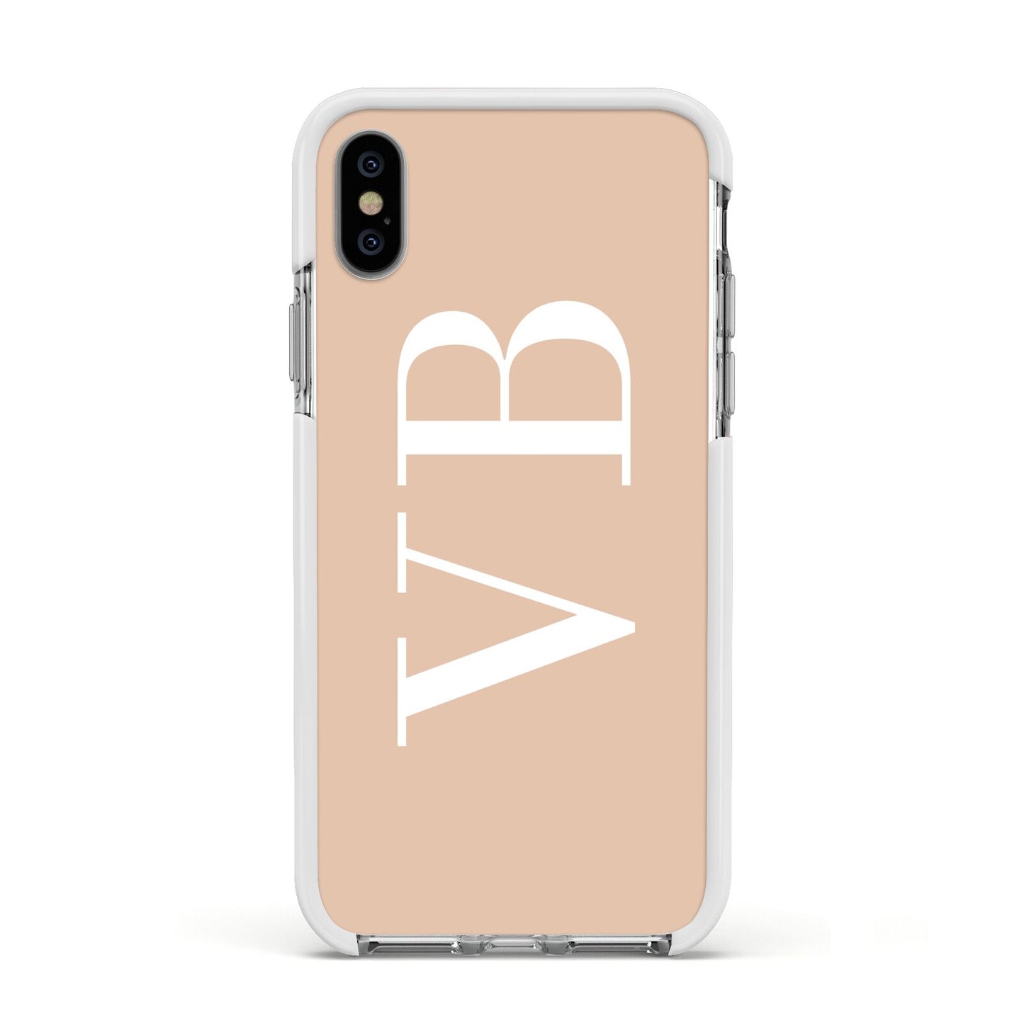 Nude And White Personalised Apple iPhone Xs Impact Case White Edge on Silver Phone