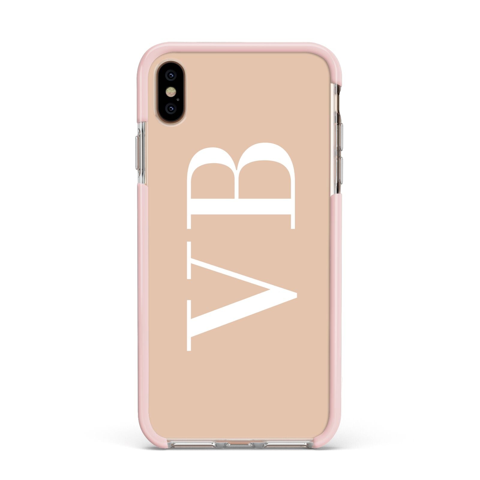 Nude And White Personalised Apple iPhone Xs Max Impact Case Pink Edge on Gold Phone