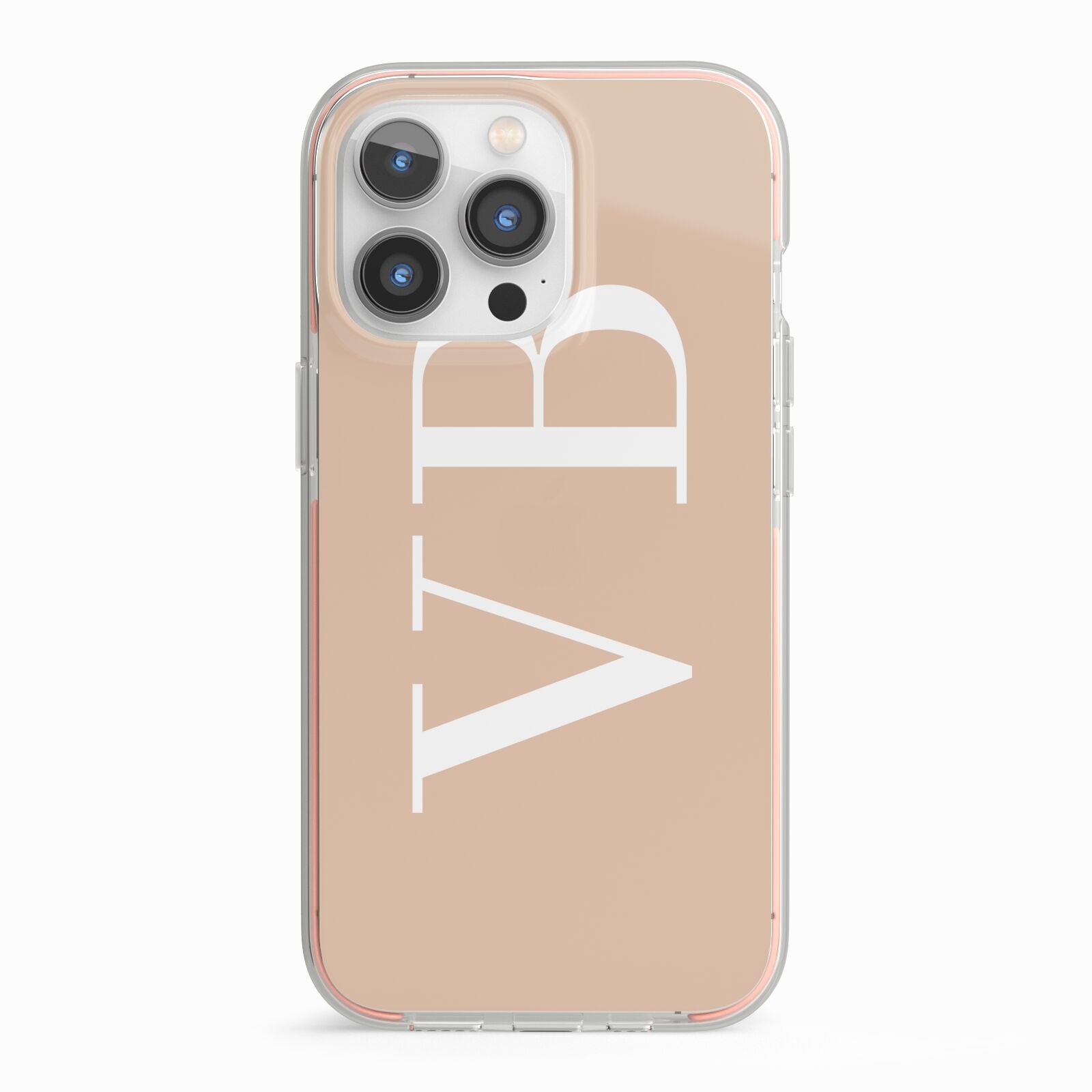 Nude And White Personalised iPhone 13 Pro TPU Impact Case with Pink Edges