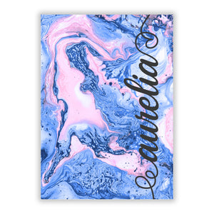 Ocean Blue and Pink Marble Greetings Card