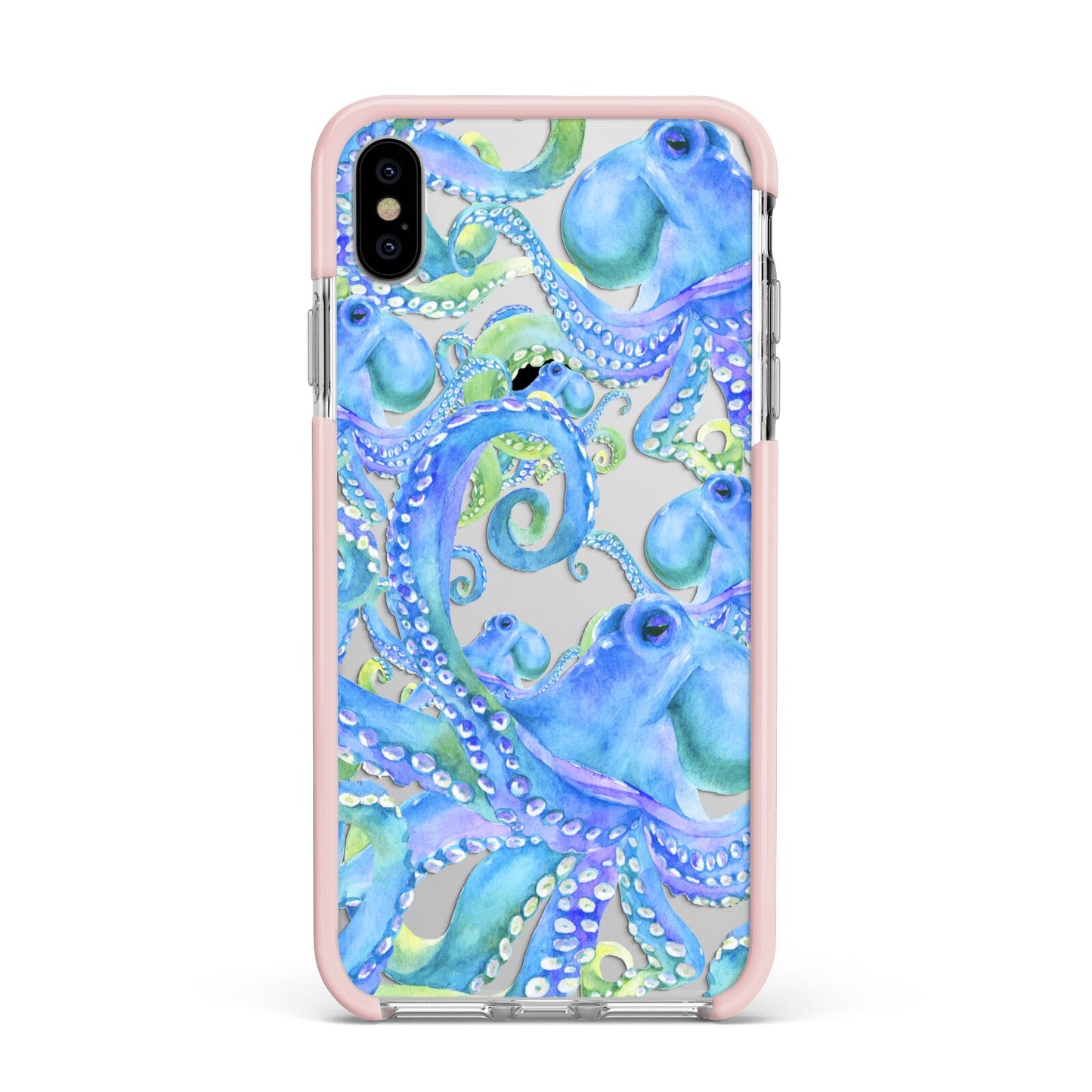 Octopus Apple iPhone Xs Max Impact Case Pink Edge on Silver Phone