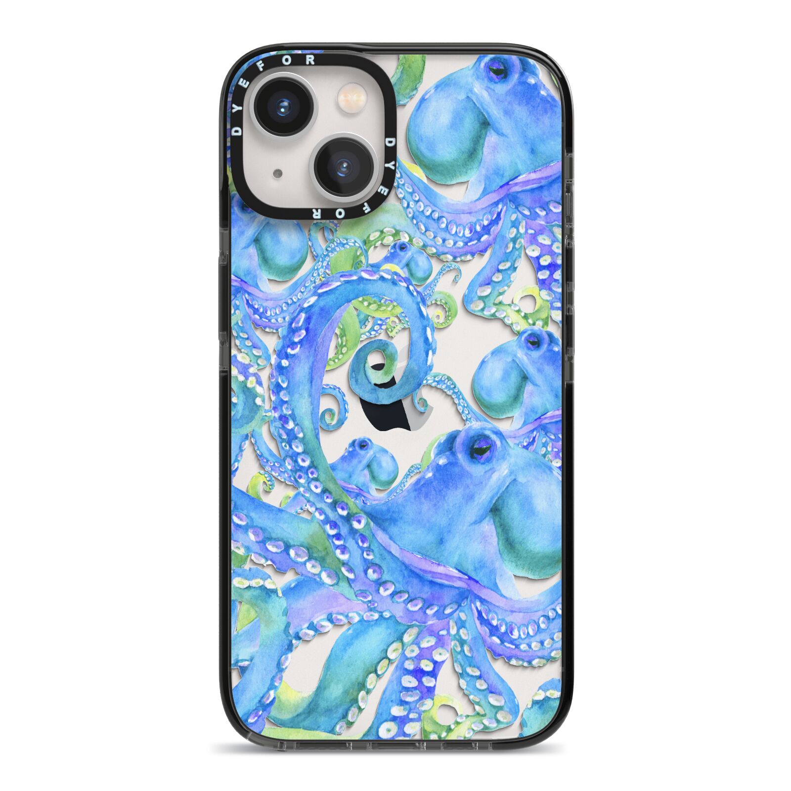 Octopus iPhone 13 Black Impact Case on Silver phone