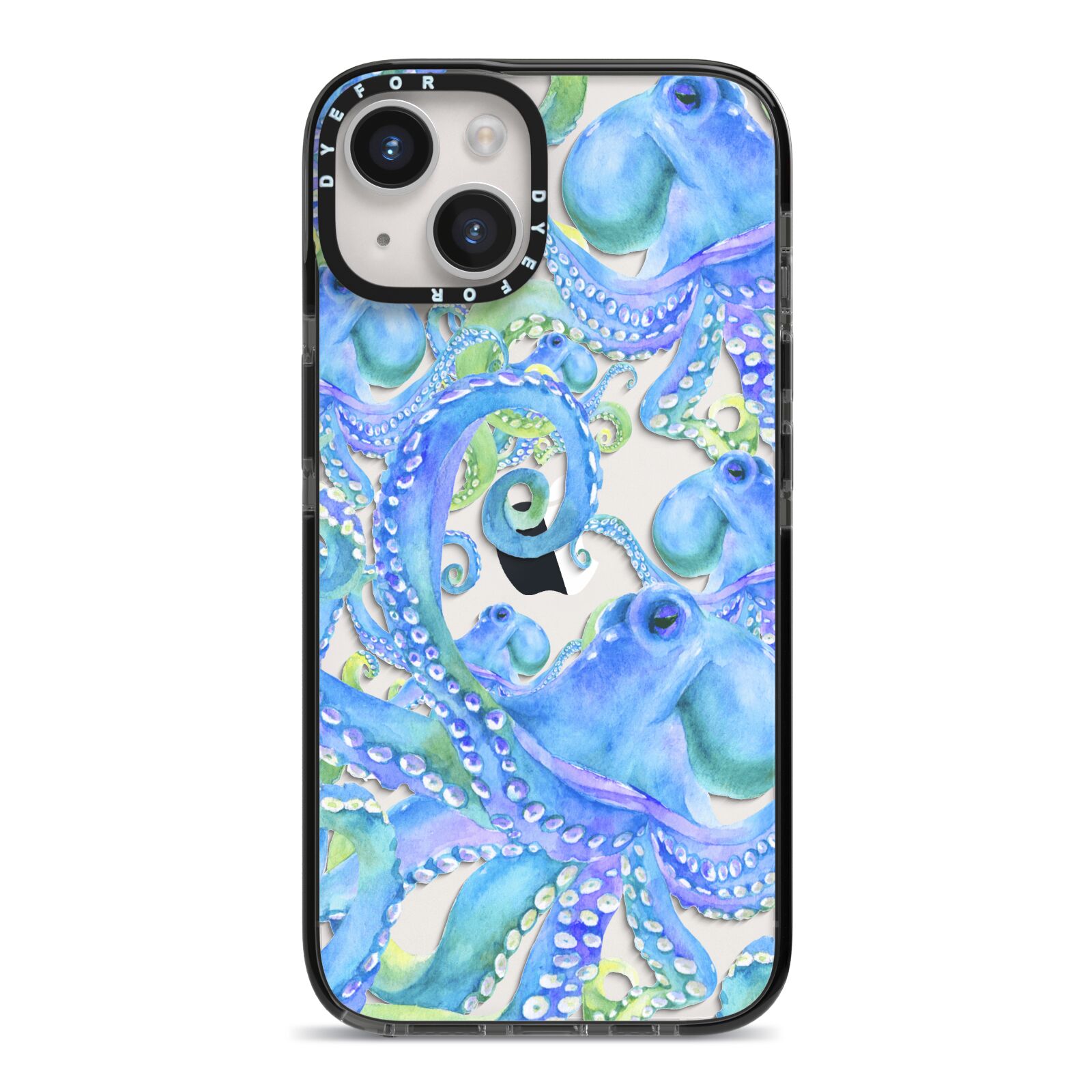 Octopus iPhone 14 Black Impact Case on Silver phone
