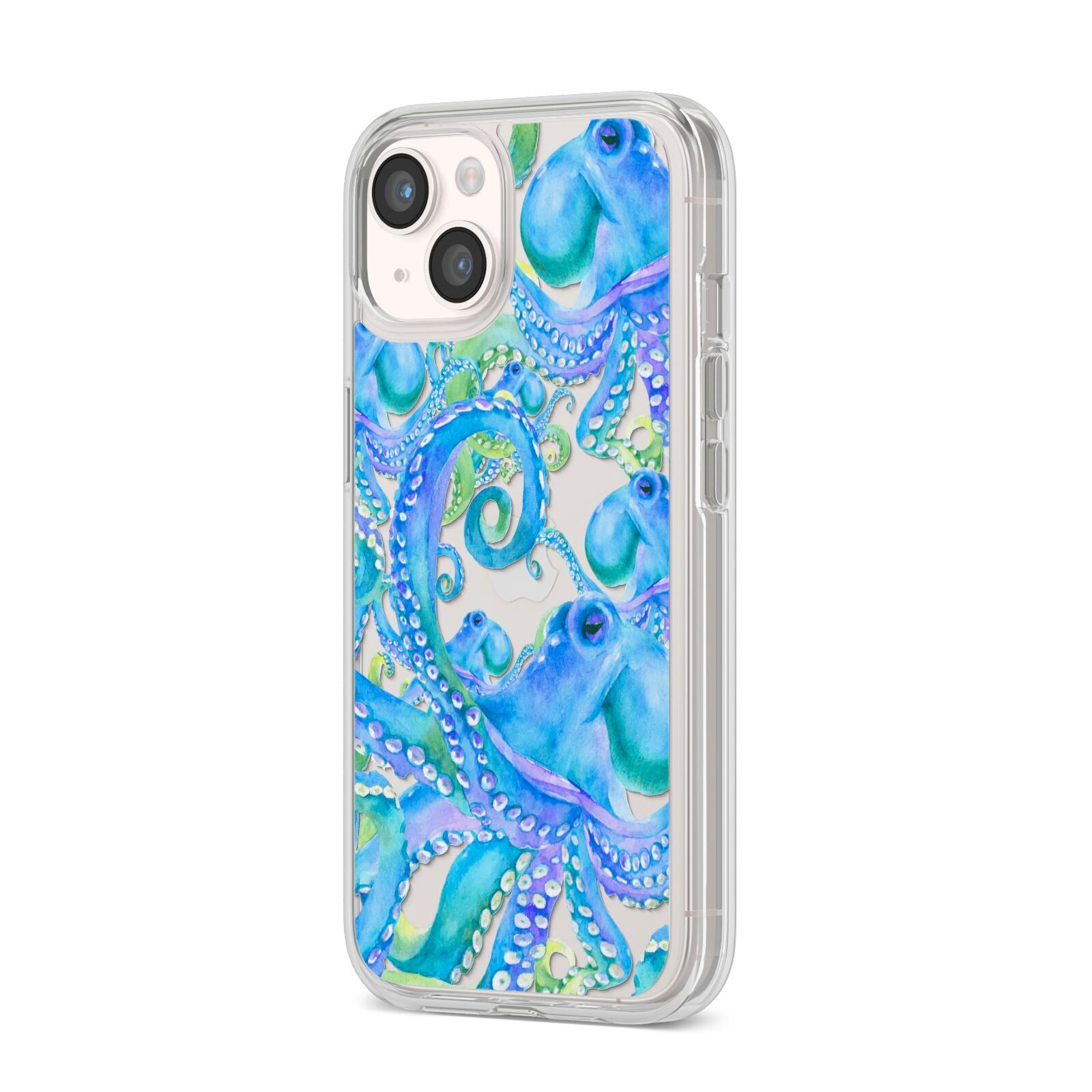 Octopus iPhone 14 Clear Tough Case Starlight Angled Image