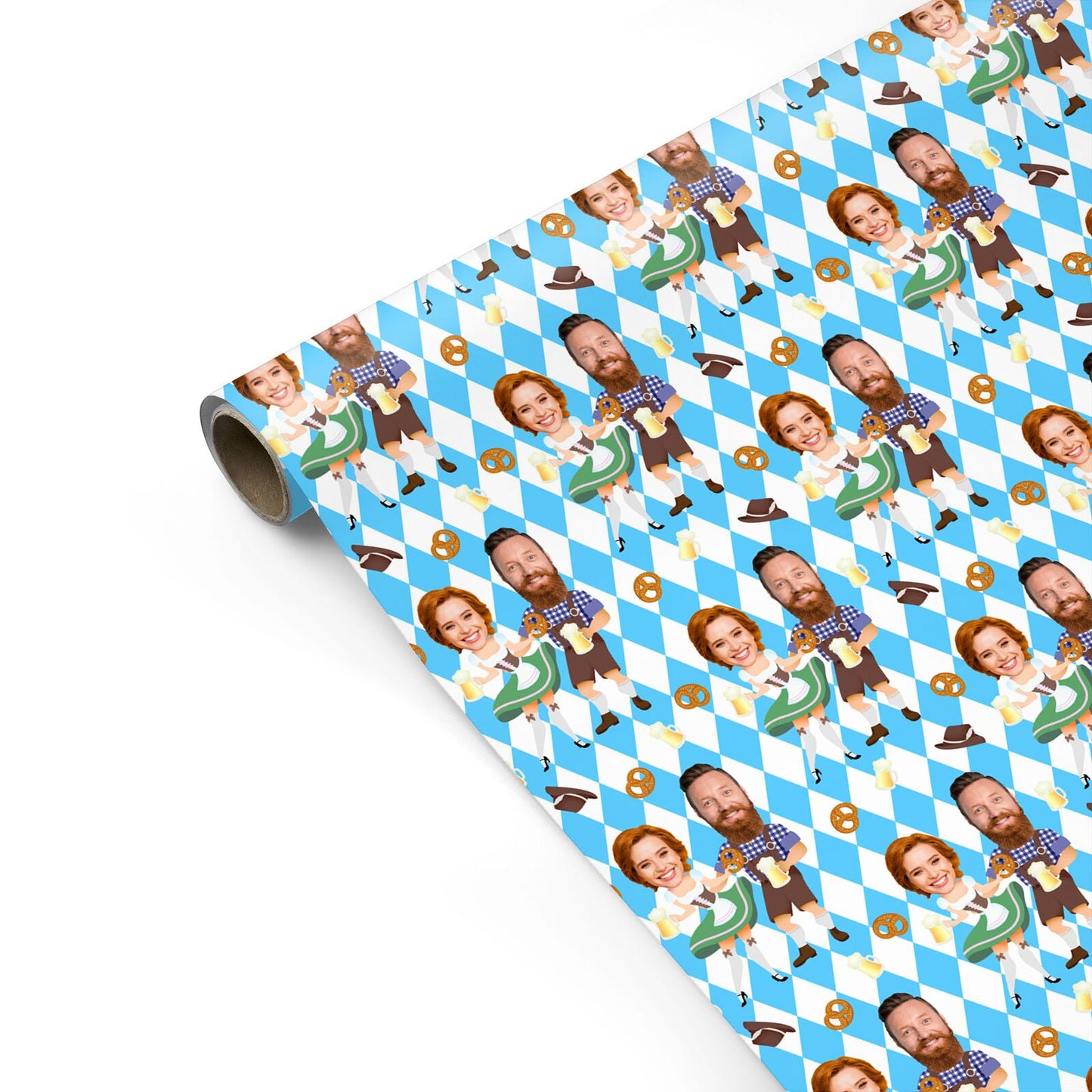 Oktoberfest Personalised Couples Face Personalised Gift Wrap