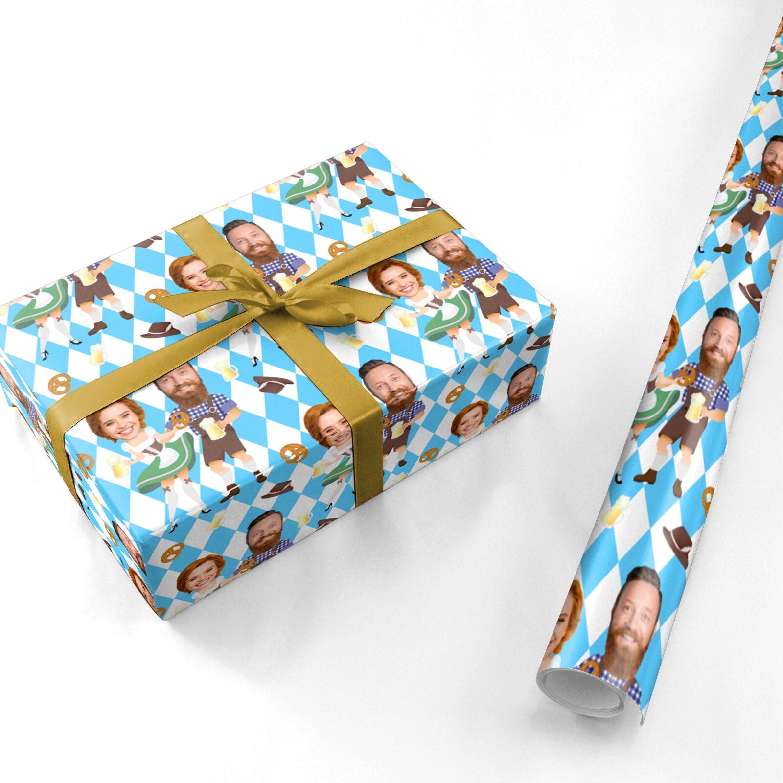 Oktoberfest Personalised Couples Face Personalised Wrapping Paper