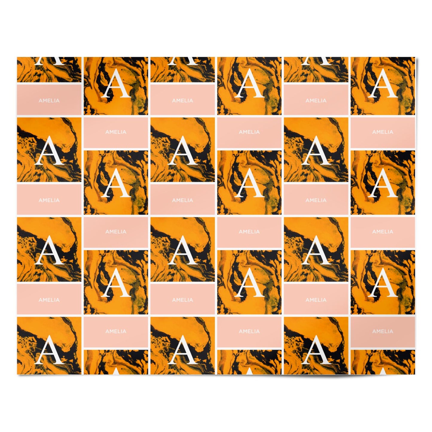Orange Marble Personalised Personalised Wrapping Paper Alternative