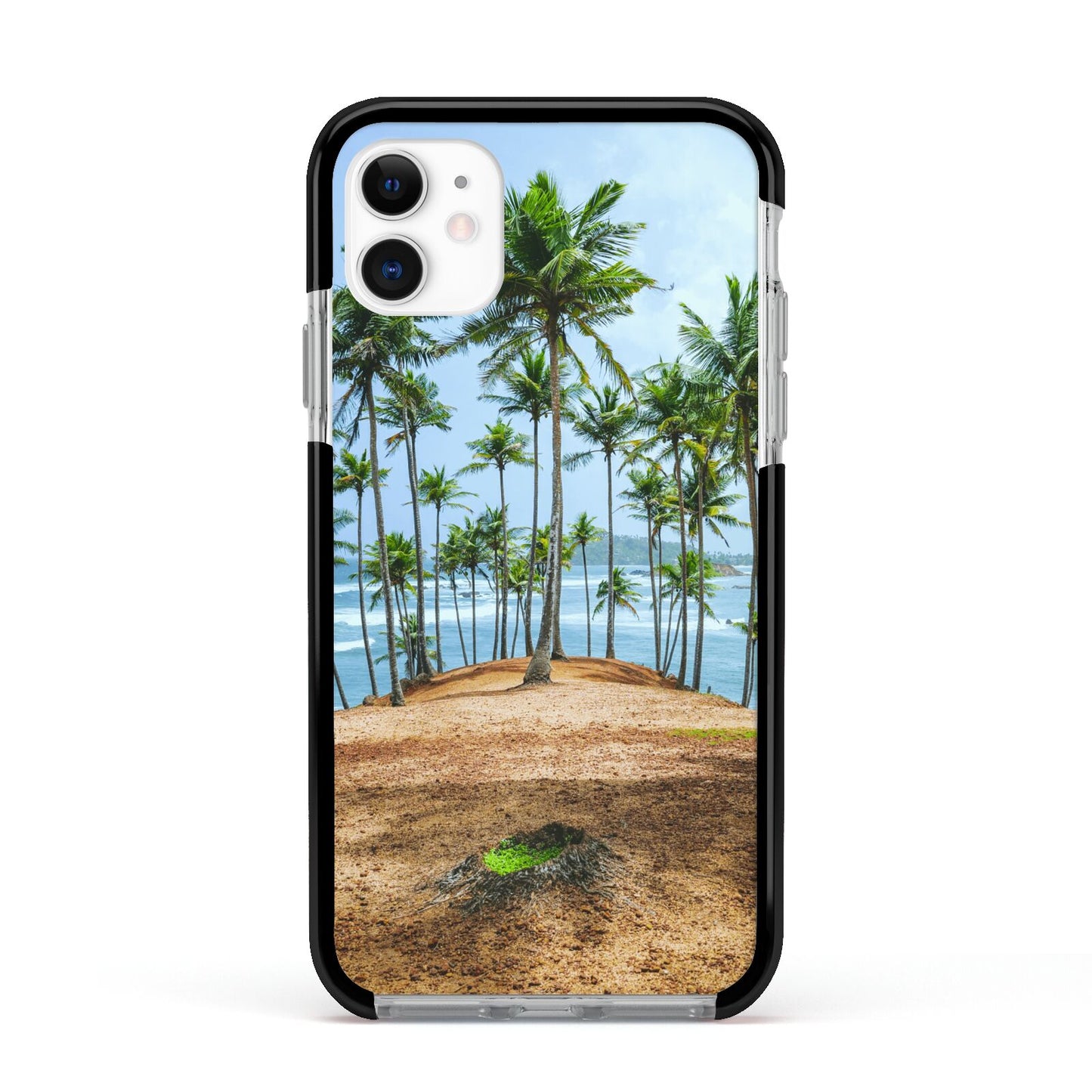 Palm Trees Apple iPhone 11 in White with Black Impact Case