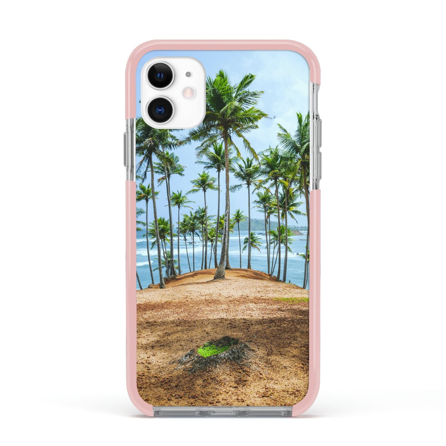 Palm Trees Apple iPhone 11 in White with Pink Impact Case