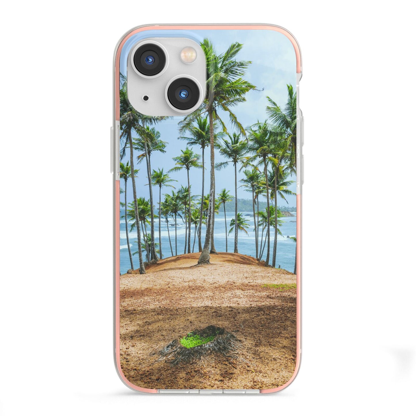 Palm Trees iPhone 13 Mini TPU Impact Case with Pink Edges